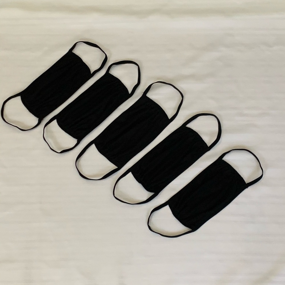New 5 Pack Black Cotton 3 Ply Reusable Face Mask